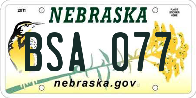 NE license plate BSA077