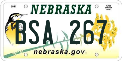 NE license plate BSA267