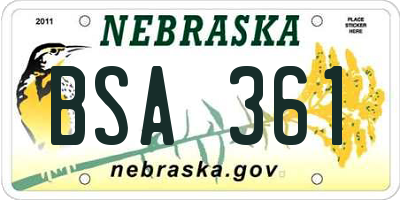 NE license plate BSA361