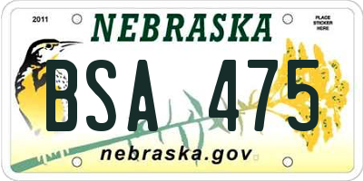 NE license plate BSA475