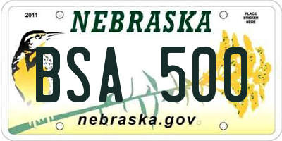 NE license plate BSA500