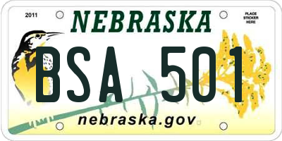 NE license plate BSA501