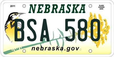 NE license plate BSA580