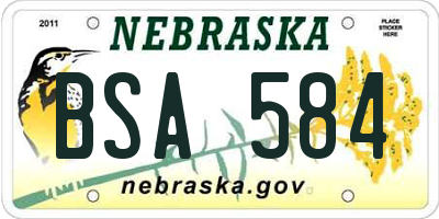 NE license plate BSA584