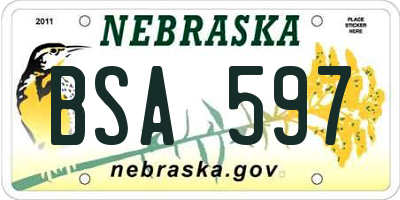 NE license plate BSA597