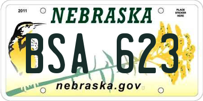 NE license plate BSA623