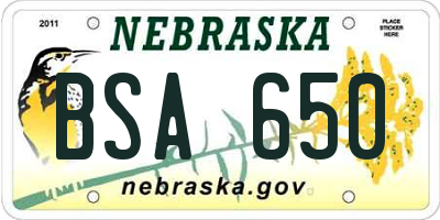 NE license plate BSA650