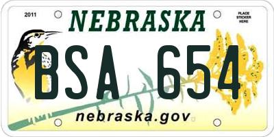 NE license plate BSA654