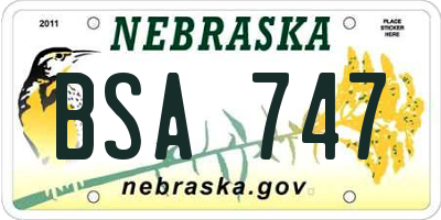 NE license plate BSA747
