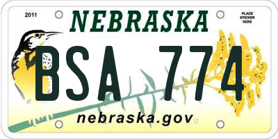 NE license plate BSA774