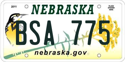 NE license plate BSA775