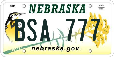NE license plate BSA777