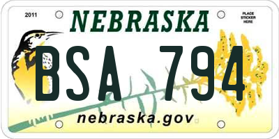 NE license plate BSA794