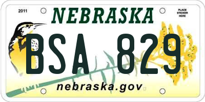 NE license plate BSA829