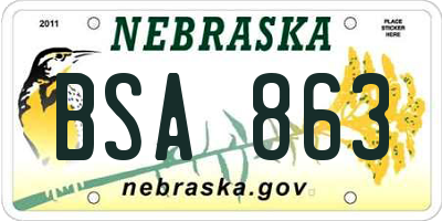 NE license plate BSA863