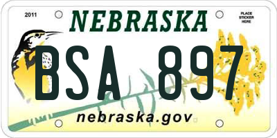 NE license plate BSA897