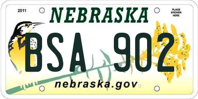 NE license plate BSA902