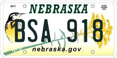 NE license plate BSA918