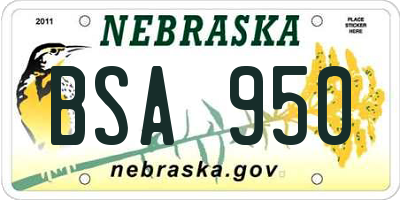 NE license plate BSA950