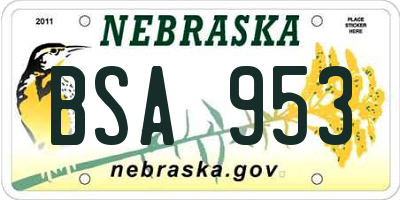 NE license plate BSA953