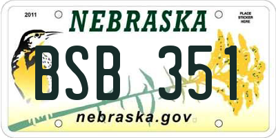 NE license plate BSB351