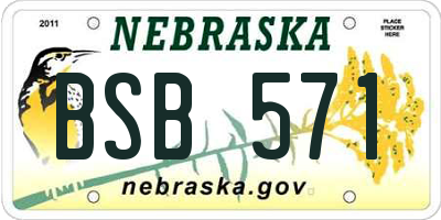 NE license plate BSB571