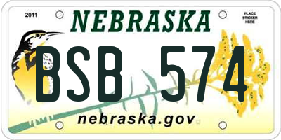 NE license plate BSB574