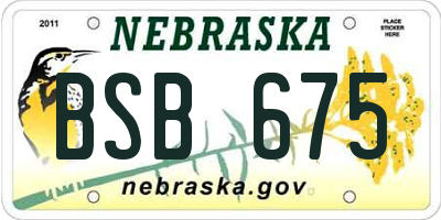 NE license plate BSB675