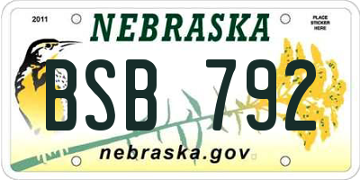NE license plate BSB792