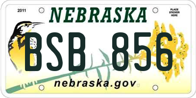 NE license plate BSB856