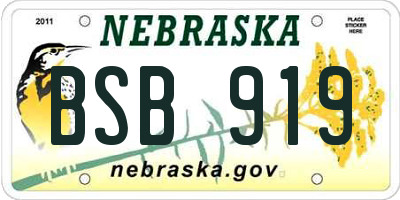 NE license plate BSB919