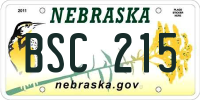 NE license plate BSC215