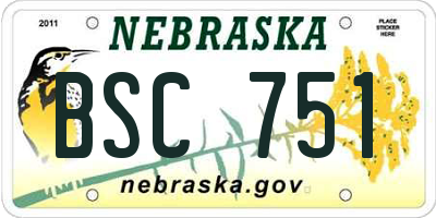 NE license plate BSC751