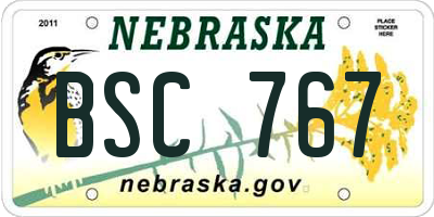 NE license plate BSC767