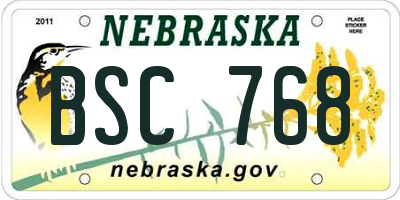 NE license plate BSC768