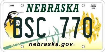 NE license plate BSC770