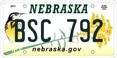NE license plate BSC792