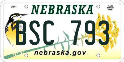 NE license plate BSC793