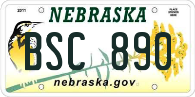 NE license plate BSC890
