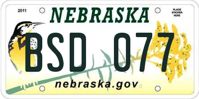 NE license plate BSD077