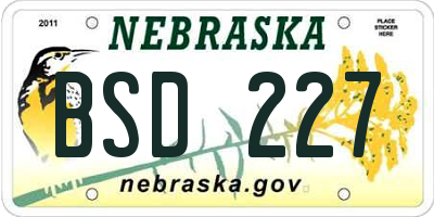 NE license plate BSD227