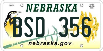 NE license plate BSD356