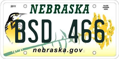 NE license plate BSD466