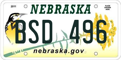 NE license plate BSD496