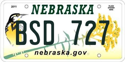 NE license plate BSD727