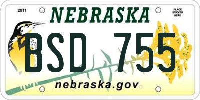 NE license plate BSD755