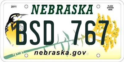 NE license plate BSD767