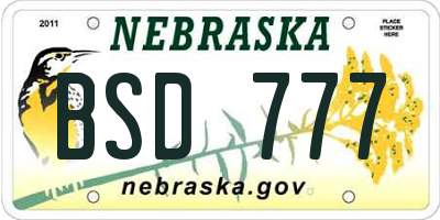NE license plate BSD777