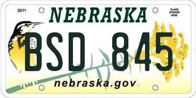 NE license plate BSD845
