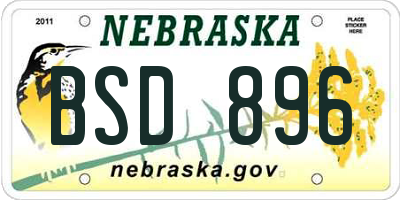 NE license plate BSD896